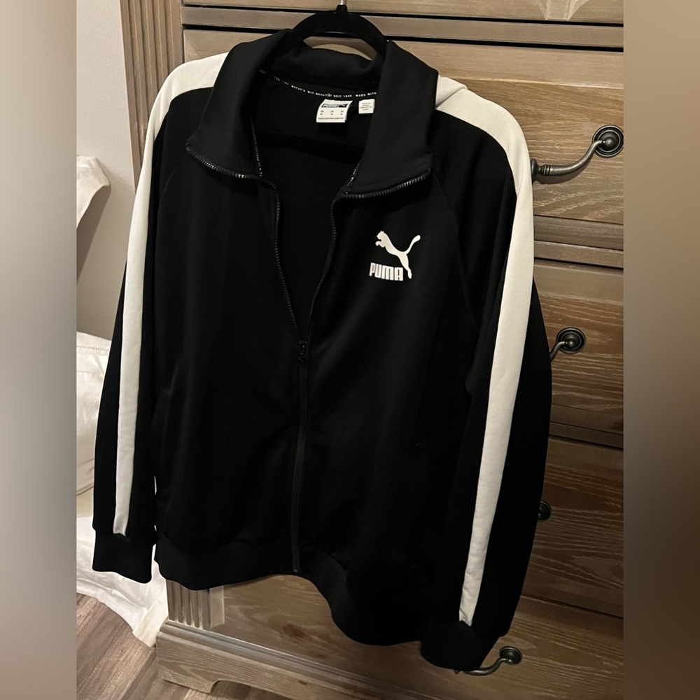 Puma T7 Classic Black Track Jacket With White stripe